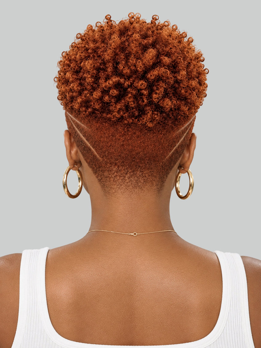 Pixie wig Afro 6 inches Orange