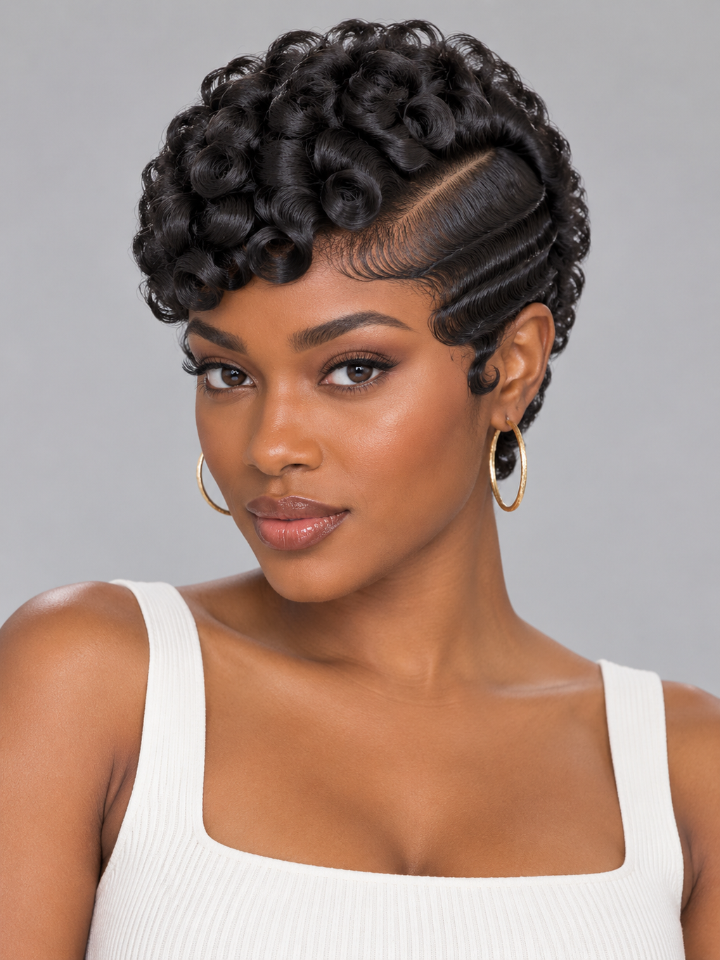 Pixie Wig Free Part Deep Curly