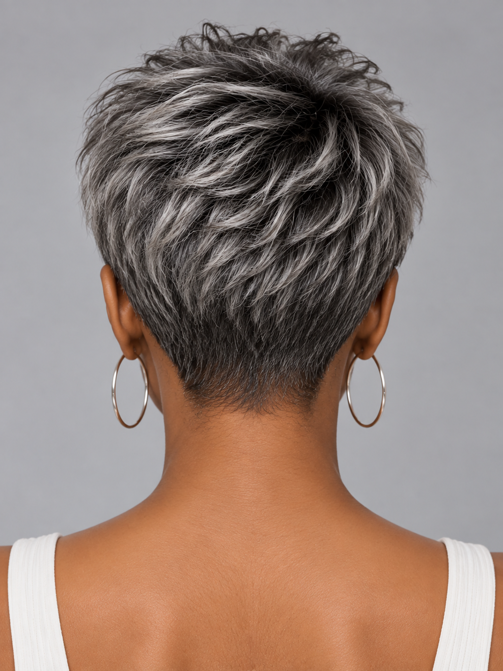 Pixie Wig Short Cut Straight Salt