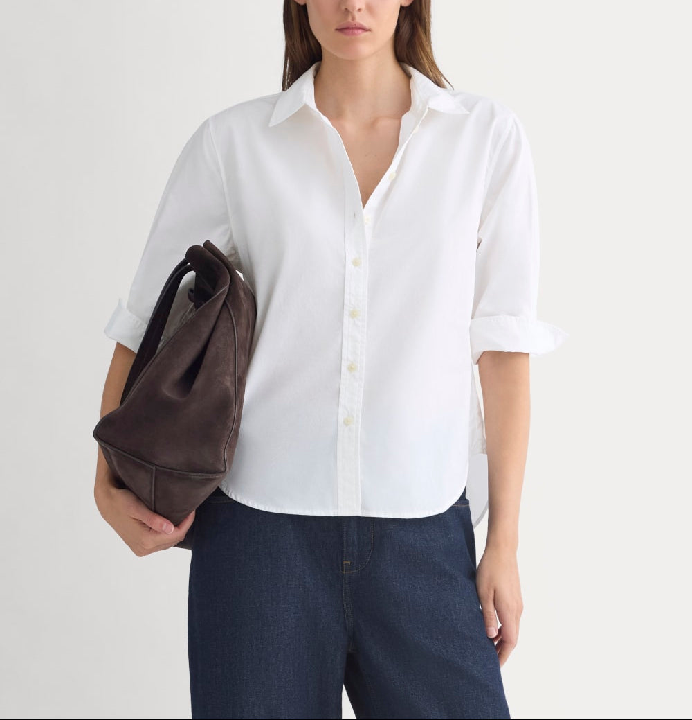 Cuff Detail Shirt in Lightweight Cotton | White