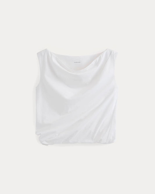 Boatneck Twisted Top in Essential Cotton | White