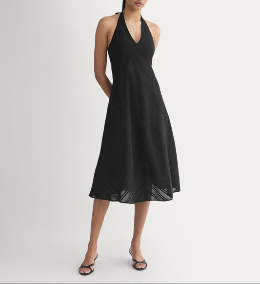 Textured Halter Midi Dress | Black