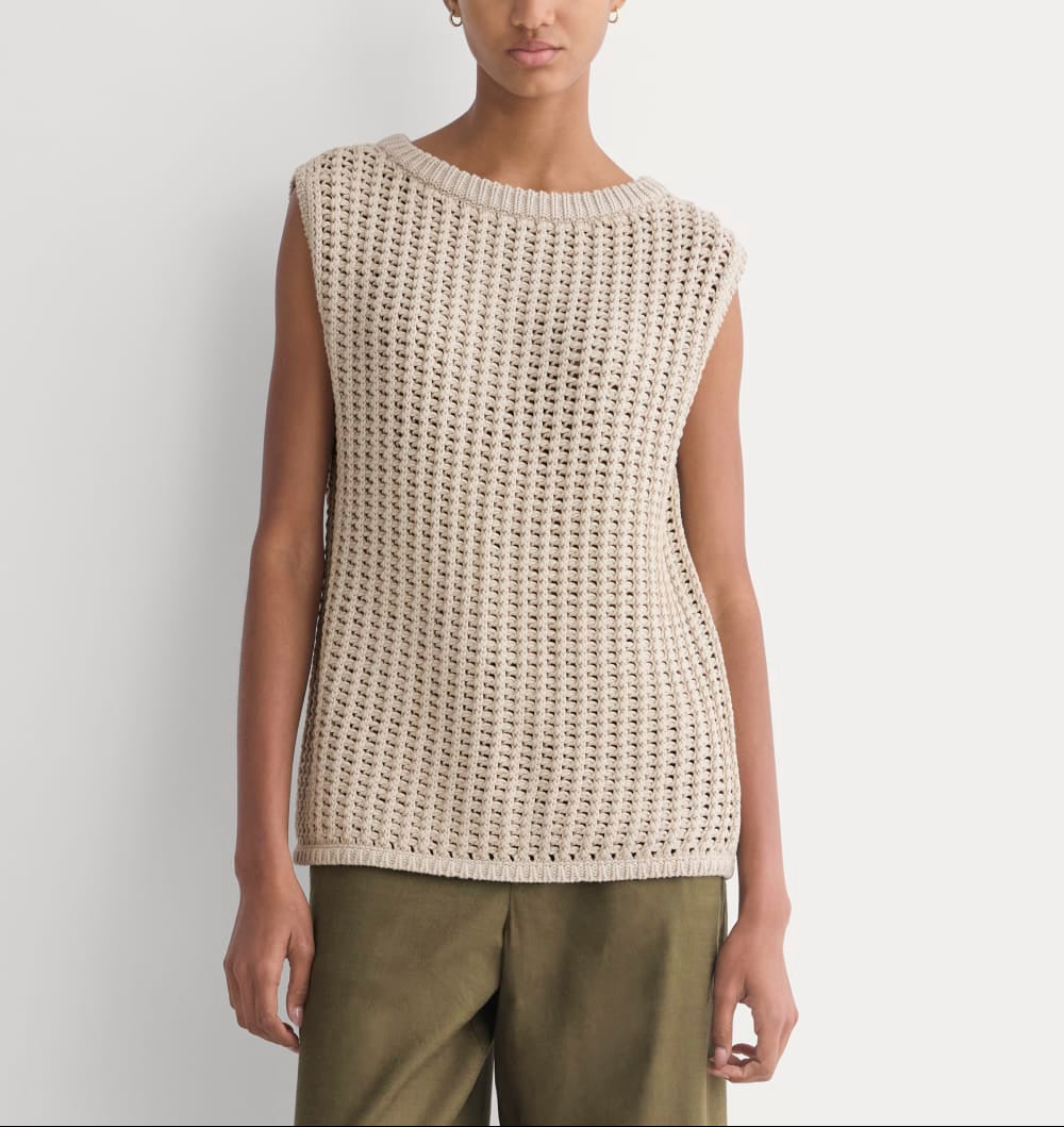 Open-Knit Tunic Vest in Elevated Cotton | Peyote