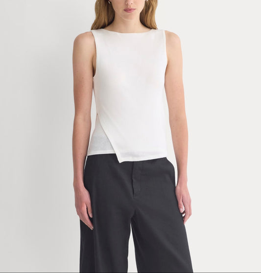 Tissue Boatneck Tank with Side Tie | Bone