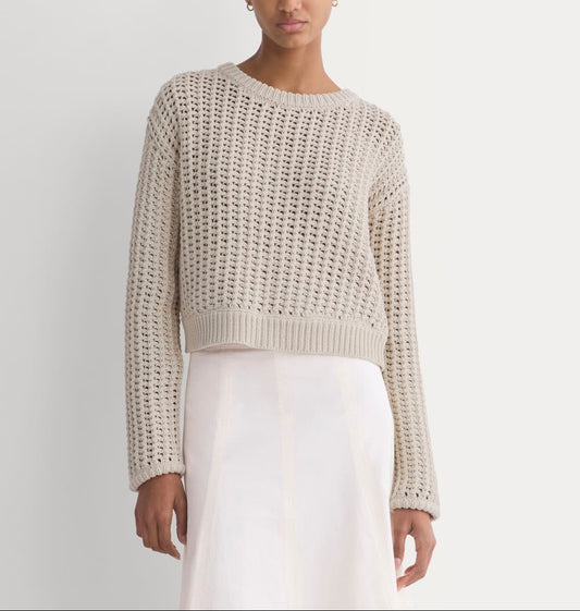 Open-Knit Crew in Elevated Cotton | Peyote