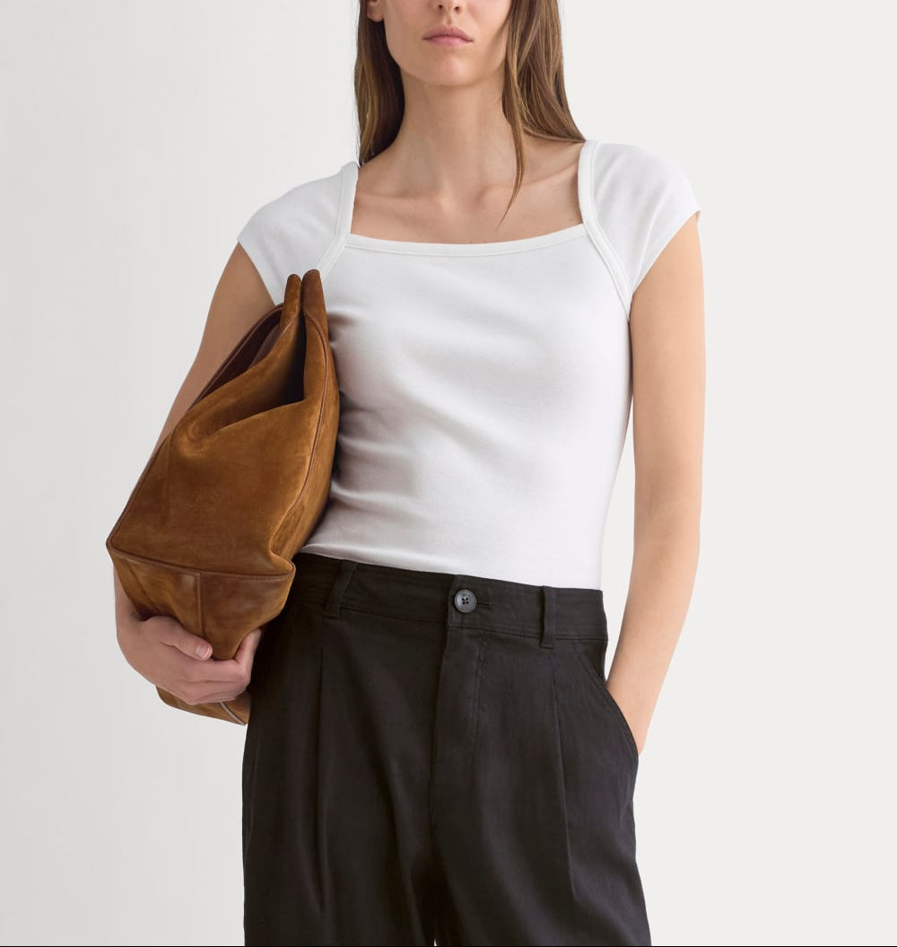 RetroSoft Cotton Square-Neck Tee | Bone