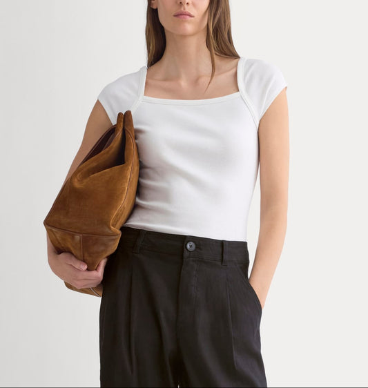 RetroSoft Cotton Square-Neck Tee | Bone