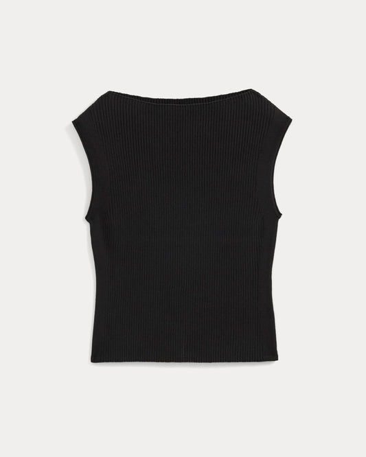 Boat-Neck Ribbed Knit | Black