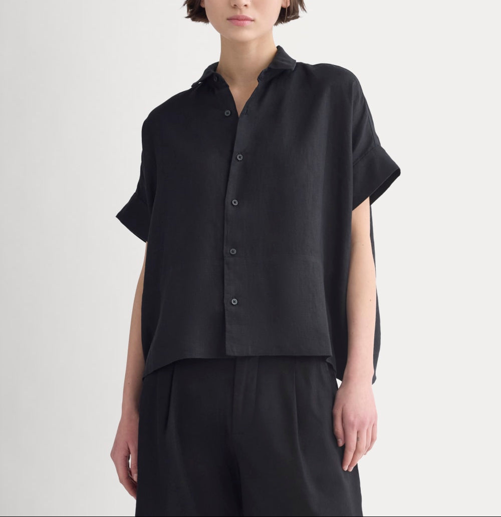 The Boxy Shirt in Linen | Black