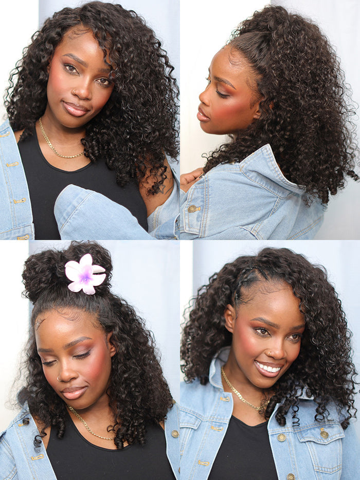 Pre-bleached Wear Go Glueless Wig 7x5 Pre-cut HD Lace Burmese Curly Human Hair
