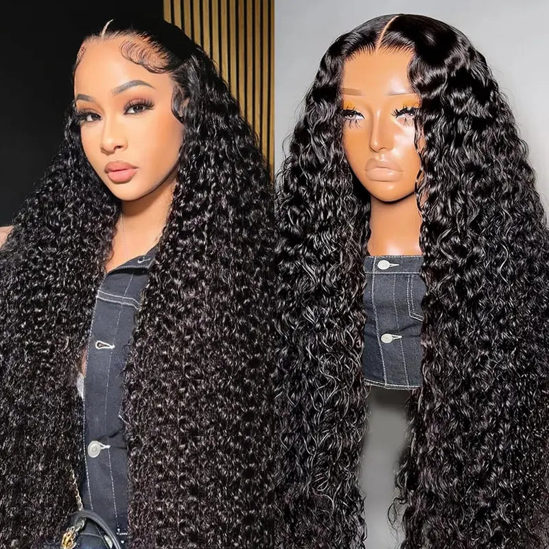 220% Density Curly Hair Wigs HD Transparent 13x6 Lace Front Wigs Brazilian Deep Curly Pre Plucked Human Hair Wigs Deep Wave Lace Frontal Wigs For Women