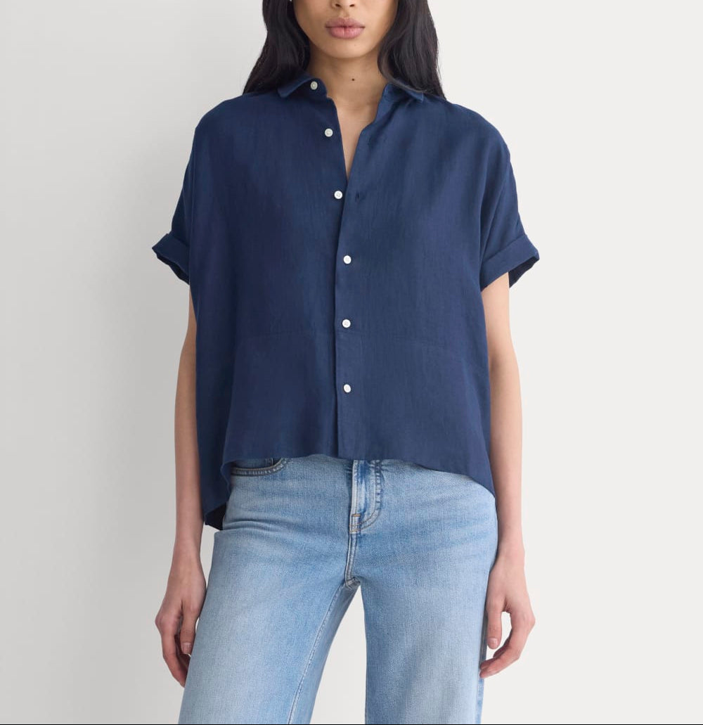 The Boxy Shirt in Linen | Navy
