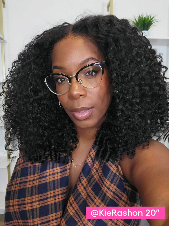 Pre-bleached Wear Go Glueless Wig 7x5 Pre-cut HD Lace Burmese Curly Human Hair