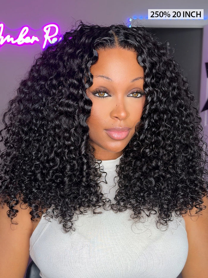Pre-bleached Wear Go Glueless Wig 7x5 Pre-cut HD Lace Burmese Curly Human Hair