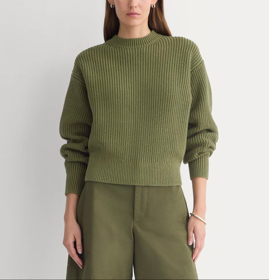 Cropped Ribbed Crew in Everyday Cotton | Mayfly