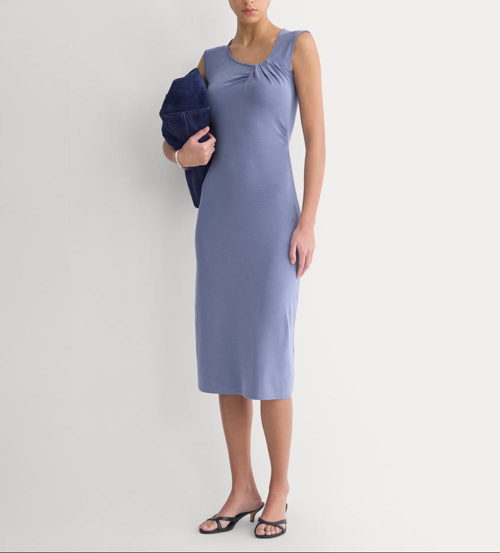 Knit Asymmetrical Midi Dress | Blue Dusk