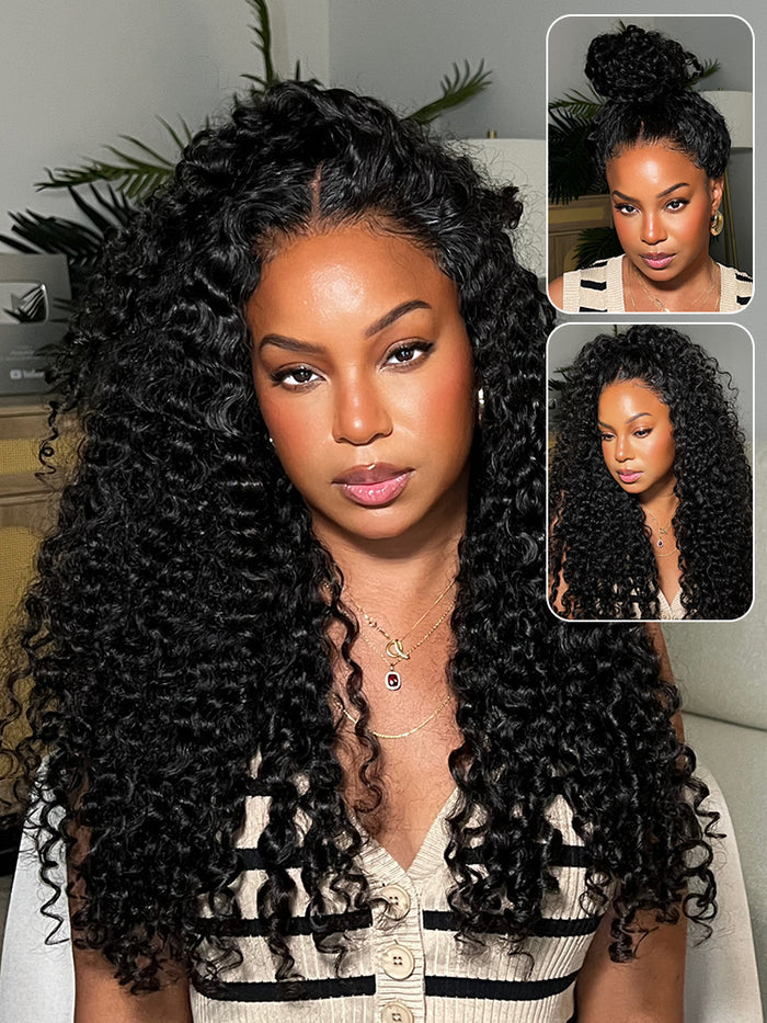 Pre-bleached Wear Go Glueless Wig 7x5 Pre-cut HD Lace Burmese Curly Human Hair