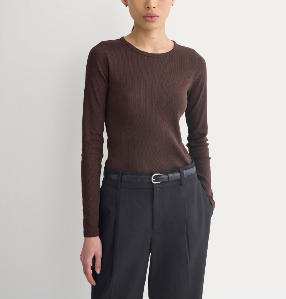 The Luxe Rib Long-Sleeve Crew | Coffee Bean