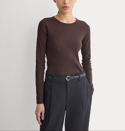 The Luxe Rib Long-Sleeve Crew | Coffee Bean