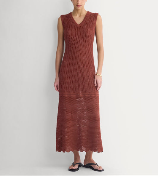 Lace Knit Maxi Sweater Dress | Henna Red
