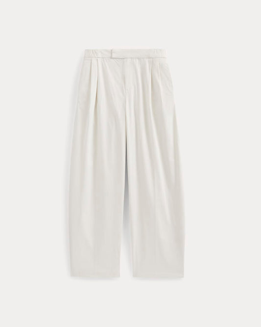 Barrel-Leg Pant in Organic Cotton Sateen | Bone