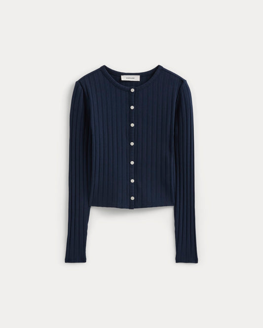 Cardigan in Pointelle | Deep Navy