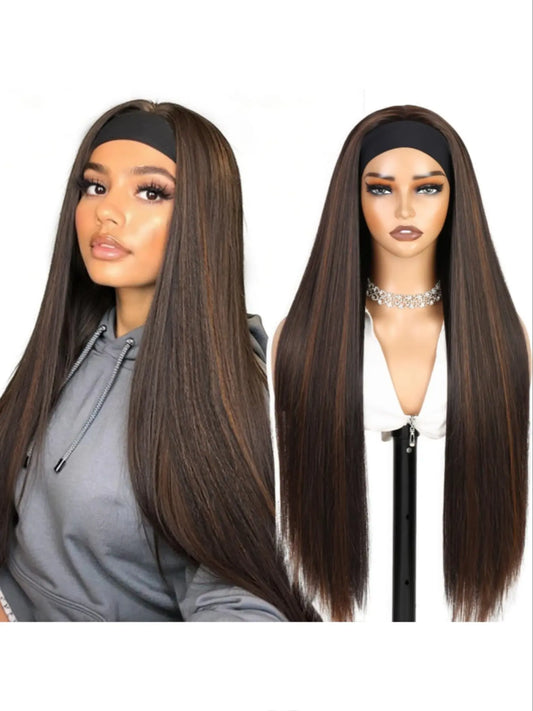 32 Inch Super Long Glueless Headband Half Wig for Women, Daily Wear Wig, Synthetic Wigs, Synthetic Straight Hair, Heat Resistant Fiber, Suitable for Daily & Party Use