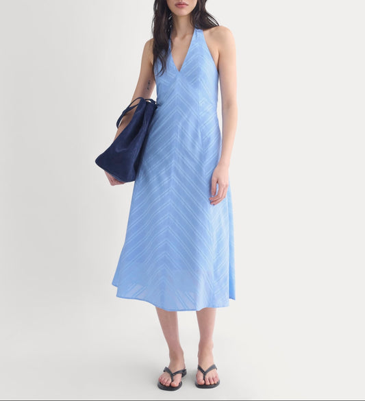 Textured Halter Midi Dress | Open Air Blue
