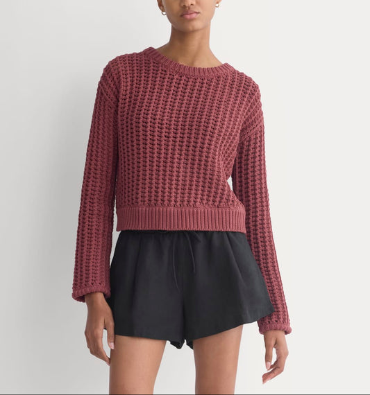Open-Knit Crew in Elevated Cotton | Henna Red