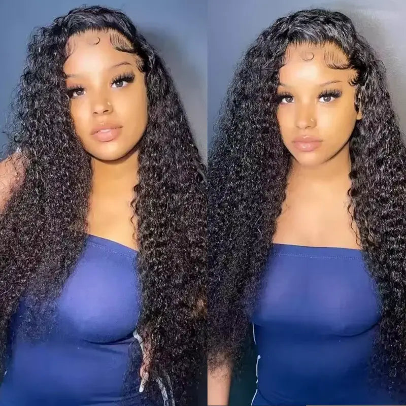 220% Density Curly Hair Wigs HD Transparent 13x6 Lace Front Wigs Brazilian Deep Curly Pre Plucked Human Hair Wigs Deep Wave Lace Frontal Wigs For Women