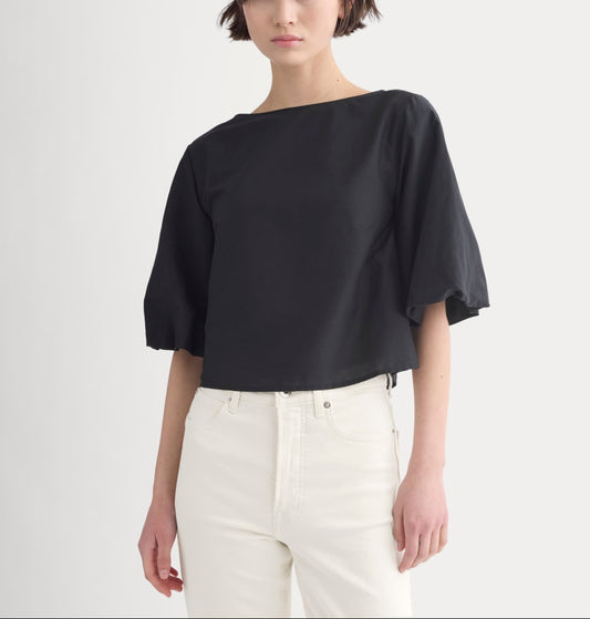 Bubble-Sleeve Top | Black