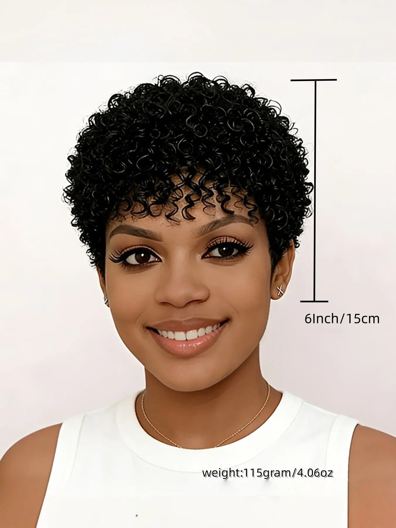 180% Density 6inch Women's Afro Kinky Curly Pixie Cut Wig, Glueless Rose Net Cap, Perfect for Daily Wear, Carnival, Holidays