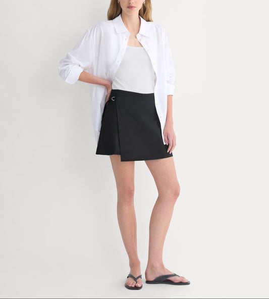 Tailored Drape Mini Skort | Black