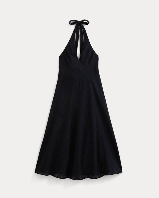 Textured Halter Midi Dress | Black