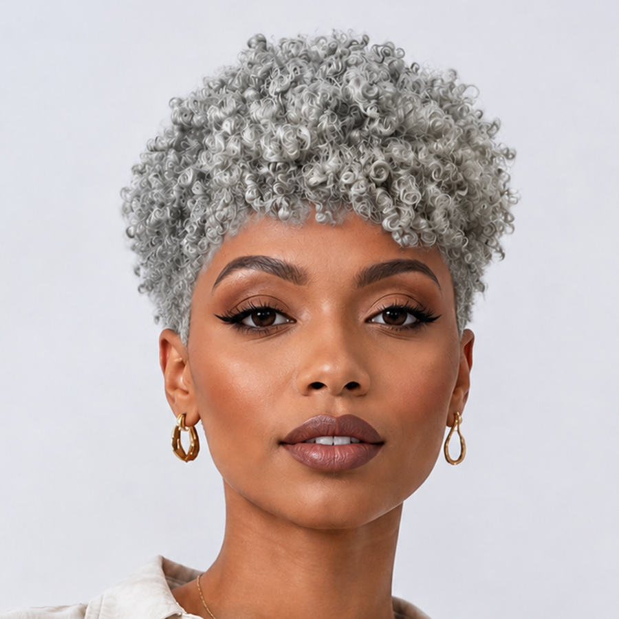 Golden Curly TWA Special Made Pixie Wig