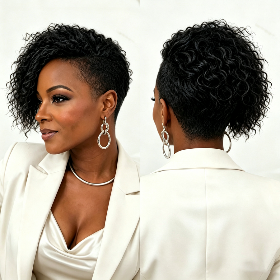 Side Part Kinky Curls Easy On&Off Topper