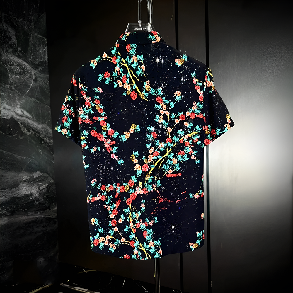 Star Glitter Draped Short Sleeve Shirt