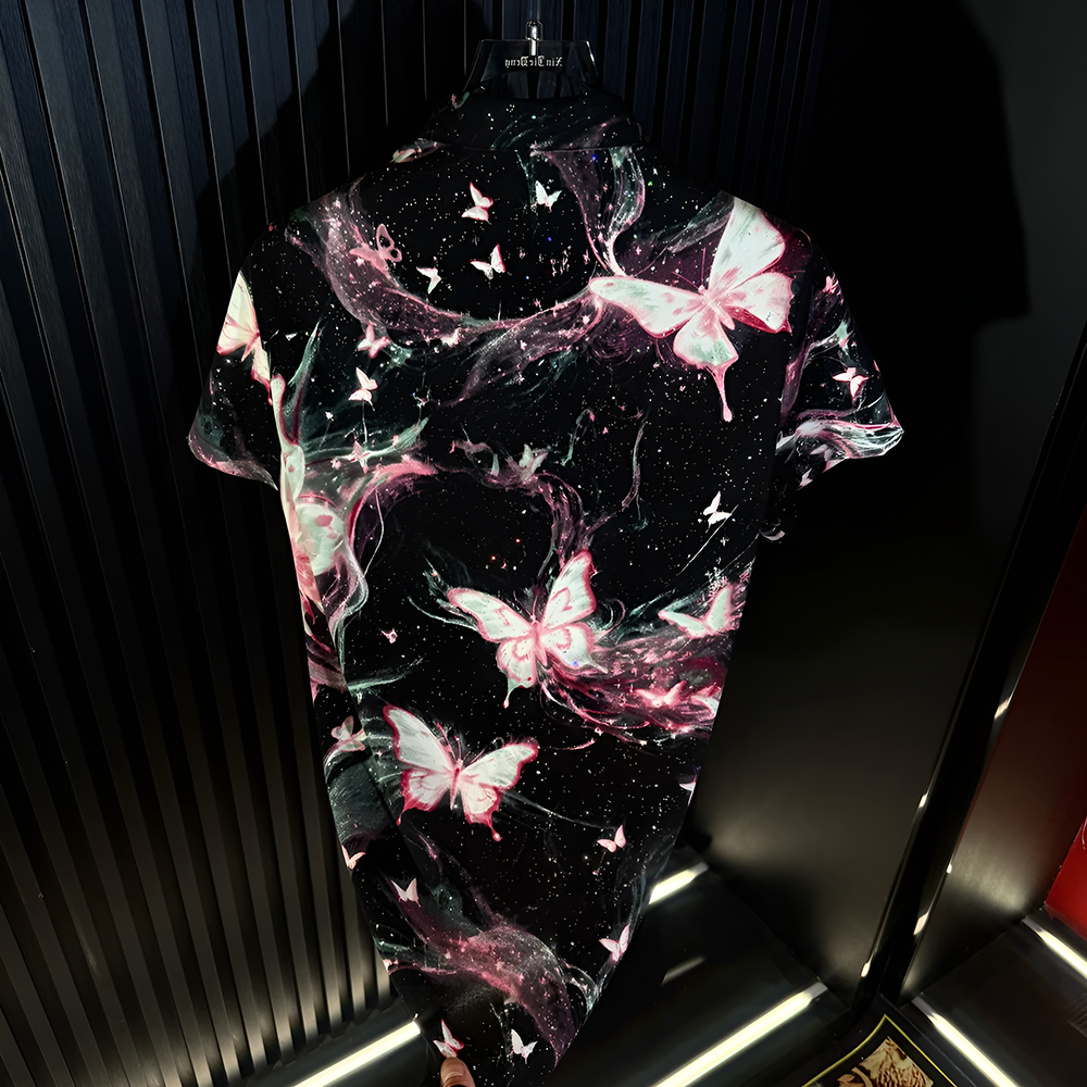 Star Glitter Draped Short Sleeve Shirt II
