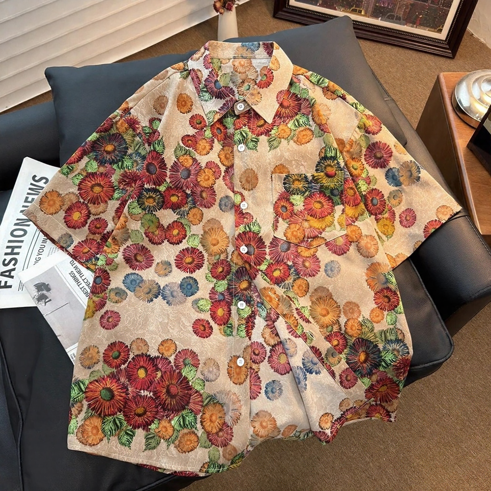Vintage Lapel Short Sleeve Shirt
