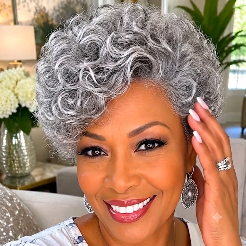 Salt & Pepper Short Curly Pixie Wig