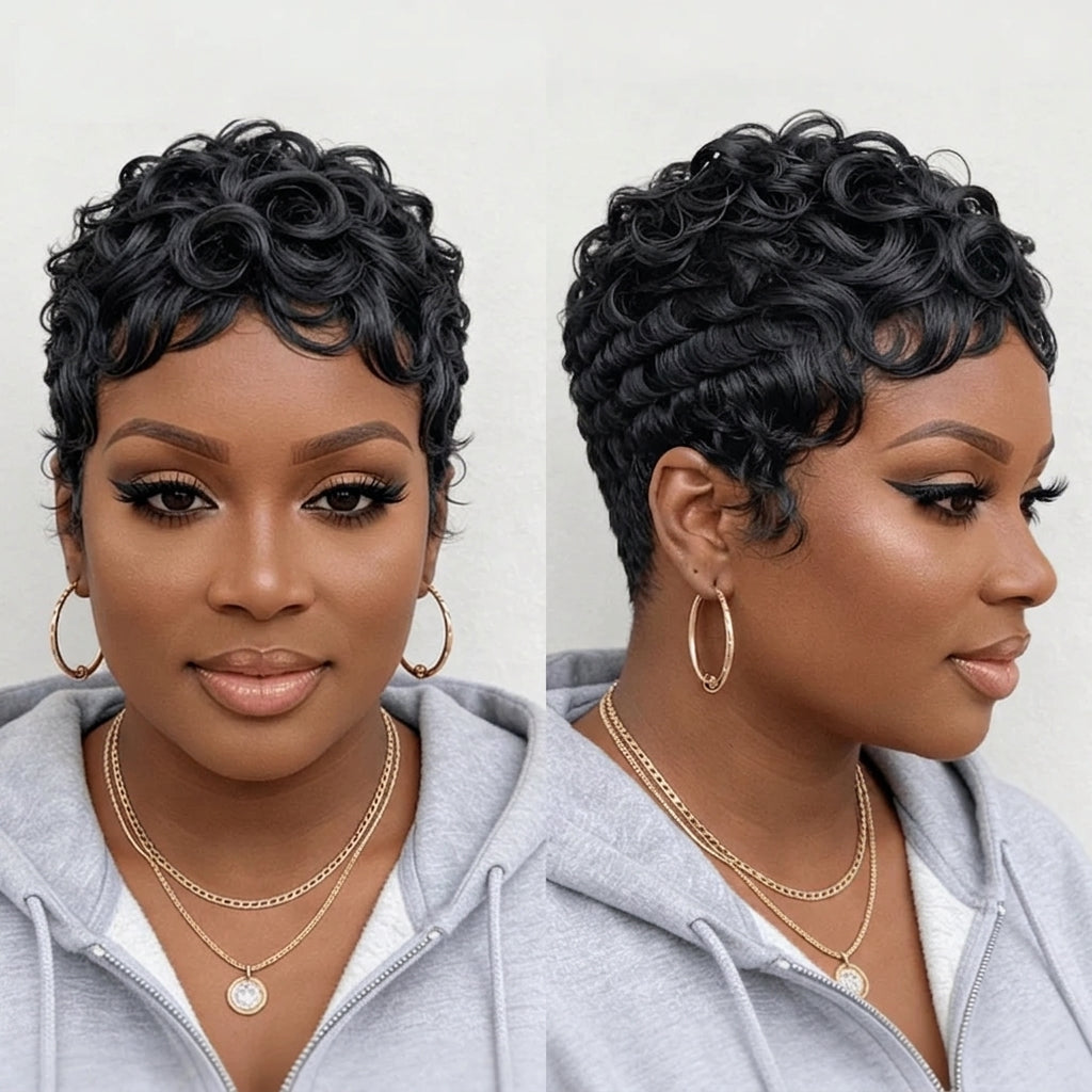 Finger Wave Machine Made Wig