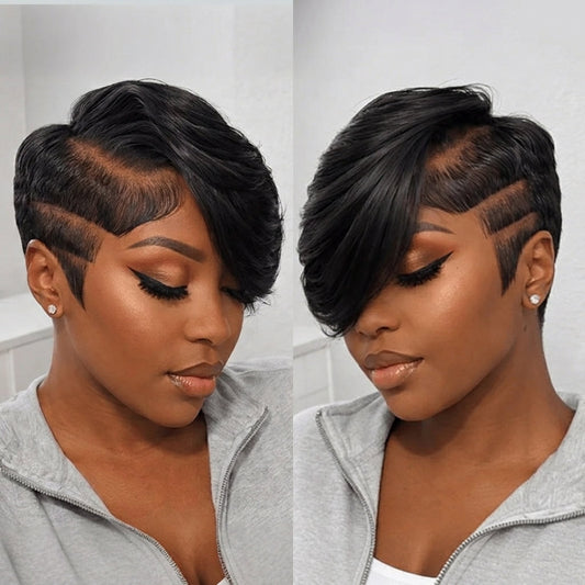 Natrual Black Short Fashion Lace Wig