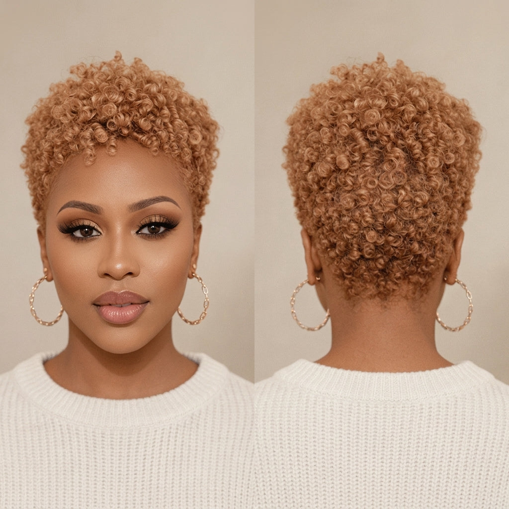 Bronze Small Finger Wave Pixie Wig