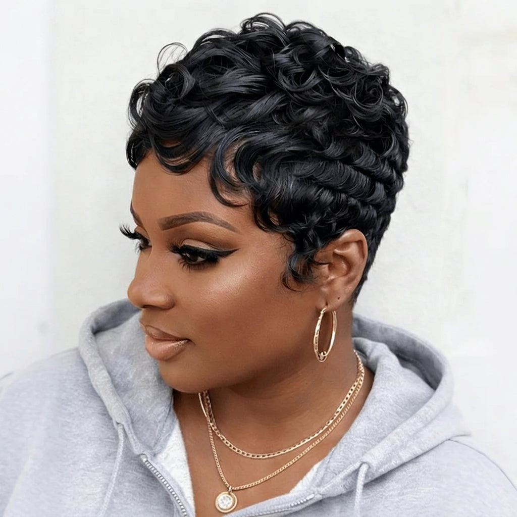 Finger Wave Machine Made Wig