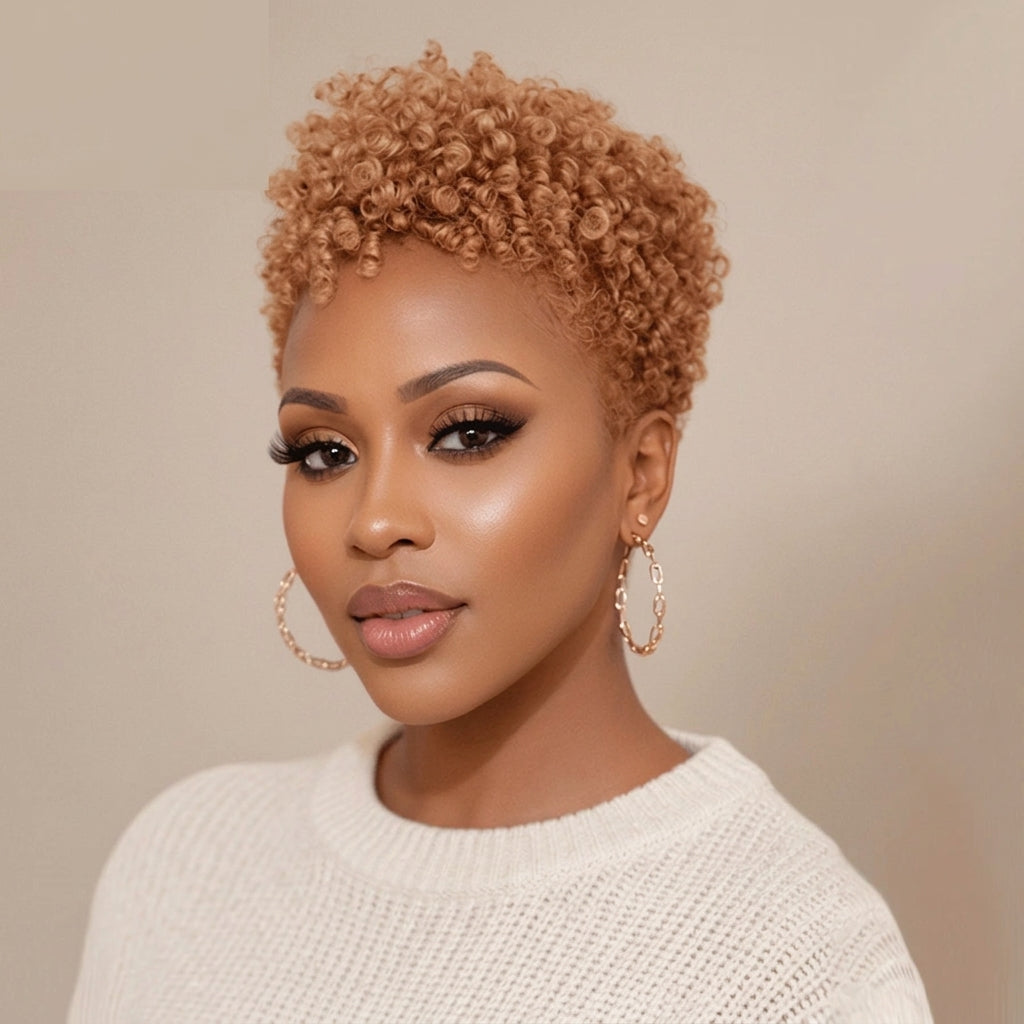 Bronze Small Finger Wave Pixie Wig