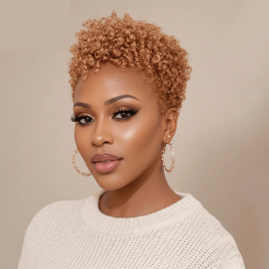 Bronze Small Finger Wave Pixie Wig