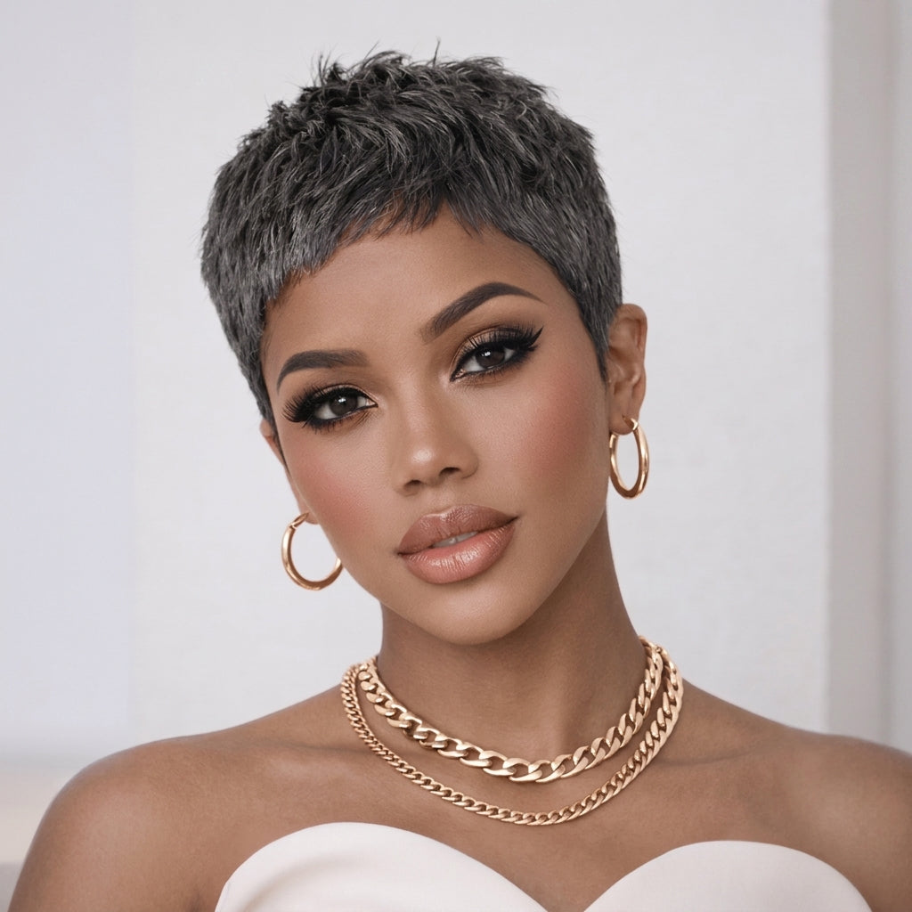 Salt And Pepper Pixie Wig
