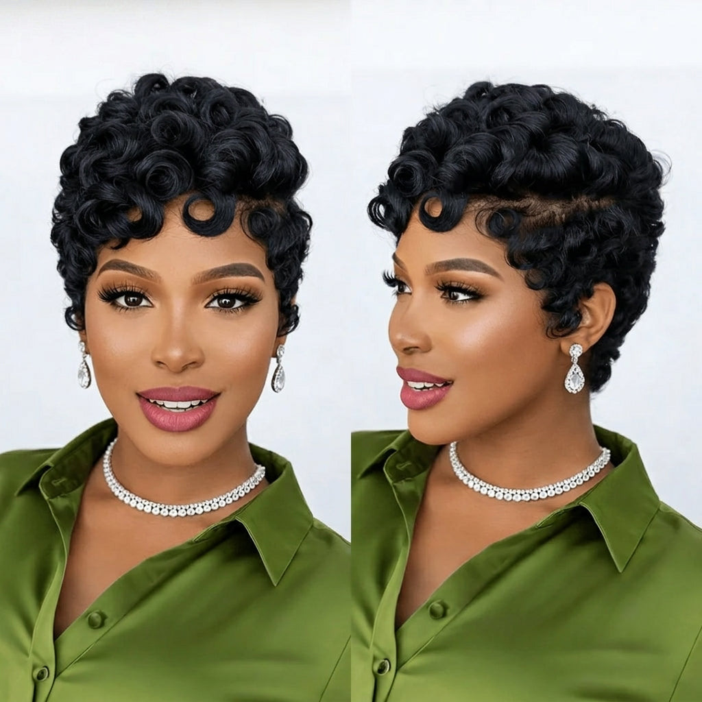 Sexy Finger Wave Lace Pixie Cut Wig