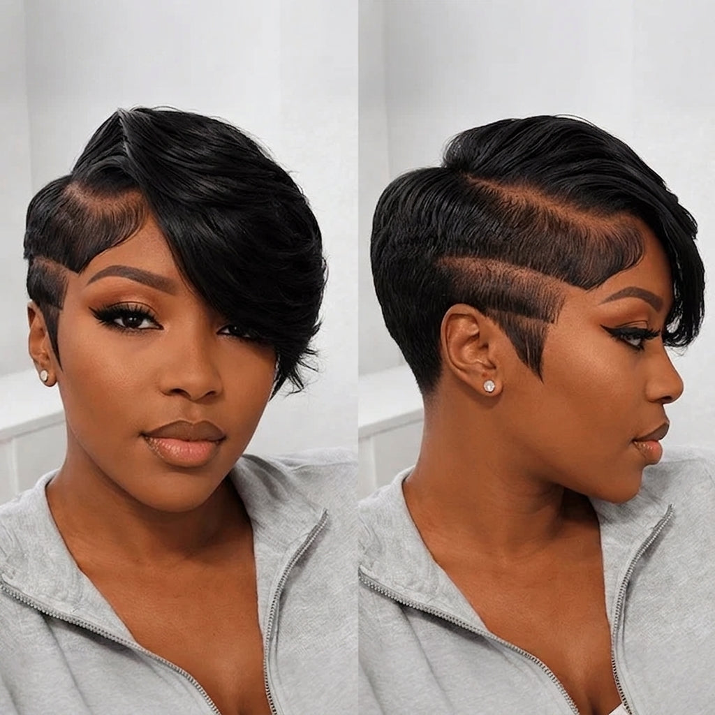 Natrual Black Short Fashion Lace Wig