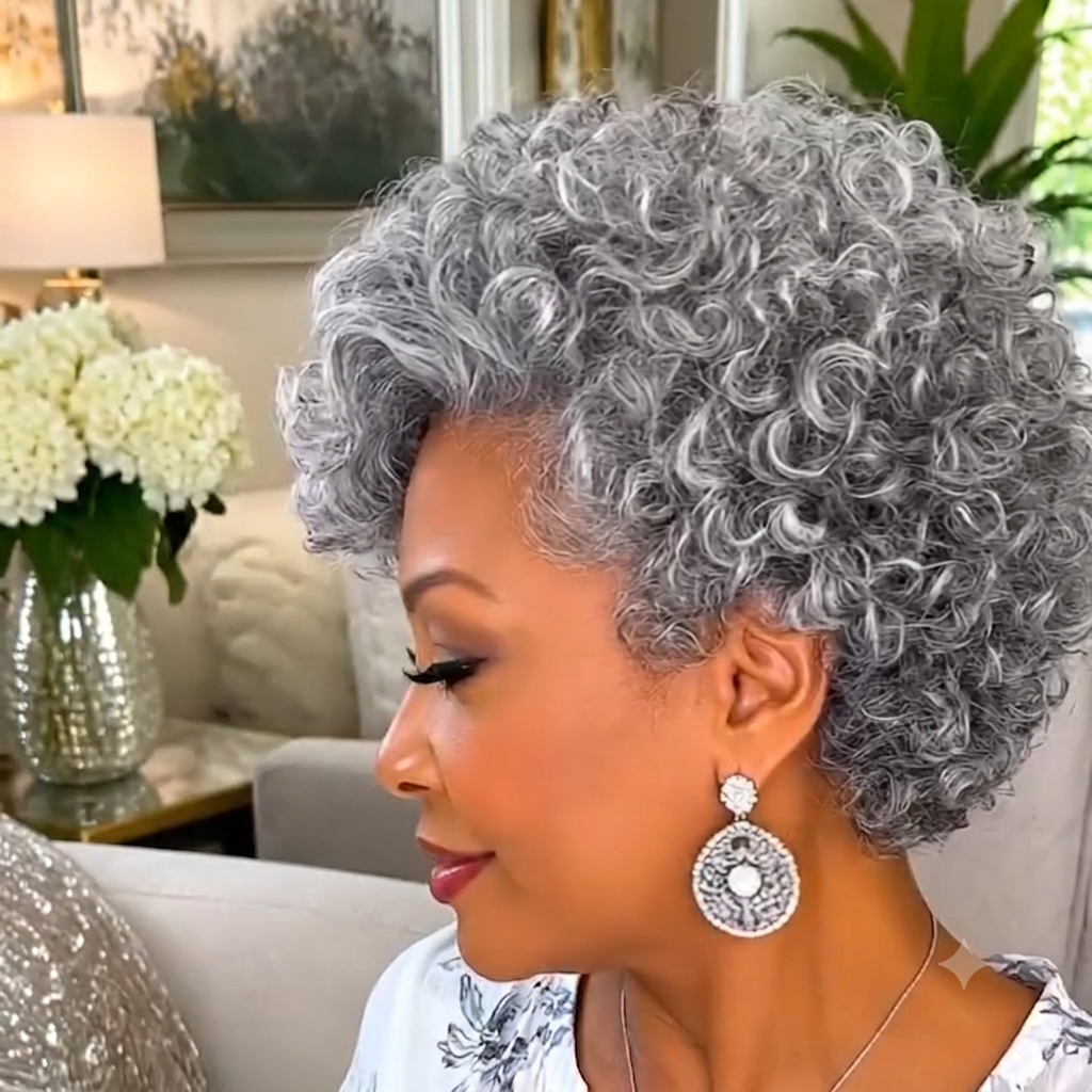 Salt & Pepper Short Curly Pixie Wig